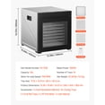 thumbnail image 5 of VEVOR Food Dehydrator Machine, 10 Stainless Steel Trays, 1000W Electric Food Dryer with Adjustable Temperature & 24-Hour Timer, Freeze Dryer for Jerky, Meat, Fruit, Vegetables, Herbs, Dog Treats, 5 of 9