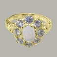 thumbnail image 5 of LBG British Made 10k Yellow Gold Real Genuine Opal & Cubic Zirconia Womens Statement Ring - 33 size options - Size 8.25, 5 of 8