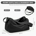 thumbnail image 5 of Duffle Bag for Sports with Shoe Compartment, Gym Bag for Women Men Travel Bag, Waterproof Overnight Bag Lightweight Carry on Gym Tote Bag with Wet Pocket for Swim, Yoga, Dance, Black, 5 of 9