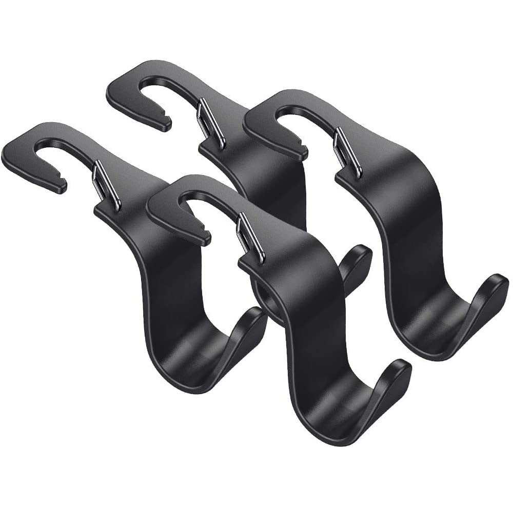 4pcs Headrest Hooks for Car Heavy Duty Back Storage,Odowalker Black Chrome Headrest Hooks,with Multi-Function Brush for Car Air Conditioning Crevices Black Chrome 