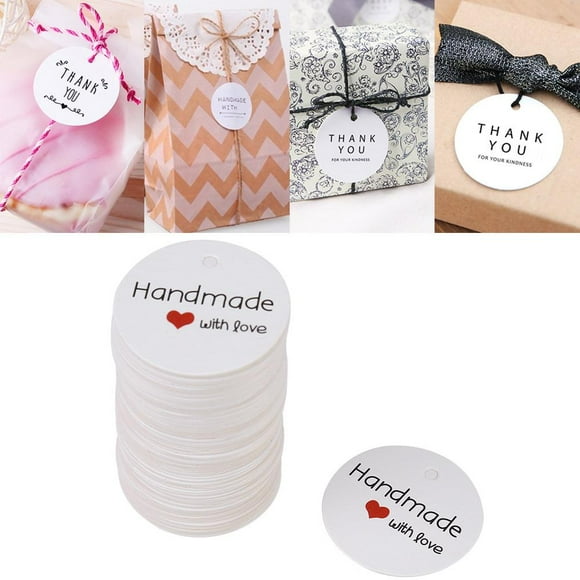 Rdeghly 100pcs White Handmade Hang Label Wedding Favor Gift Dessert Tags Clothing Jewelry Price Tag,Wedding Favor Tags, Wedding Gift Tag
