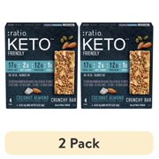 (2 pack) Ratio Crunchy Bar, Coconut Almond, 12g Protein, Keto Friendly, 5.8 OZ (4 Bars)