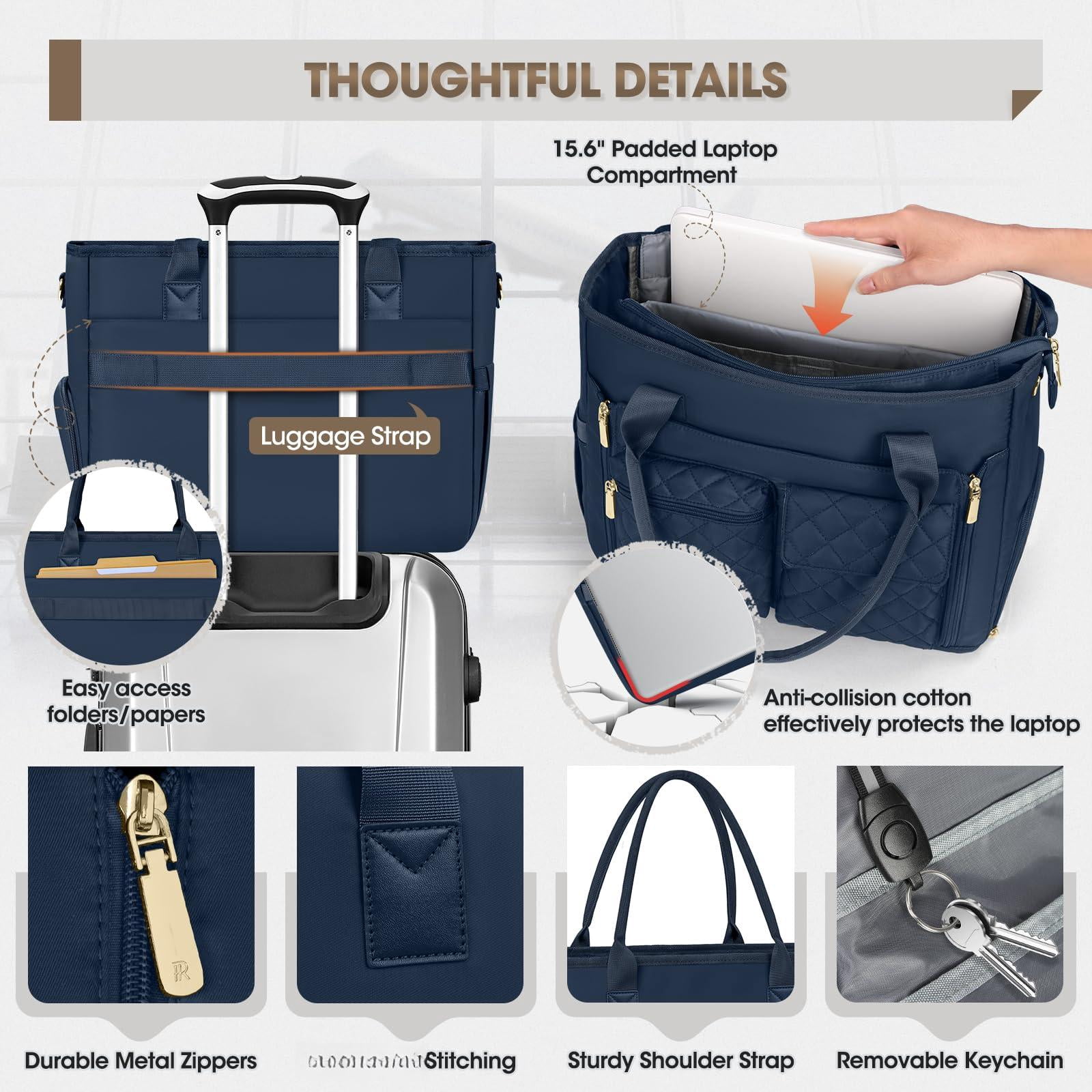 Teacher Tote Bag With Insulated Lunch Compartment 15.6 Inch Laptop For Women Lightweight Work Bags Nurse