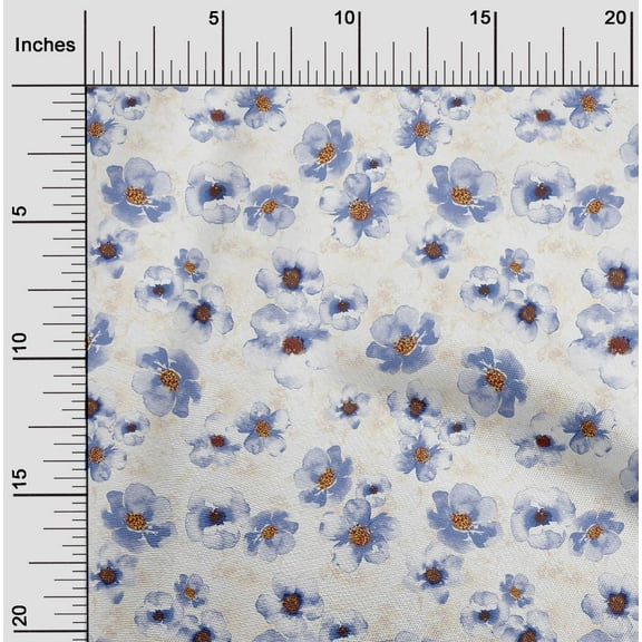 oneOone Cotton Jersey Grayish Blue2 Fabric Watercolor Floral Diy Clothing Quilting Fabric Print Fabric By Yard 58 Inch Wide