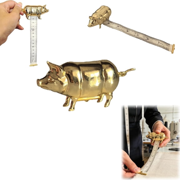 Antique-Inspired Pig Mini Tape Measure,Cute Animal Tape Measure Retractable for Sewing,Crafts Quilting Sewing Lovers