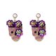 thumbnail image 1 of Halloween Skull Earrings with Zirconia and Glitter Flower Accent Fashion Trendy Studs Adornment for Costume Parties, 1 of 5