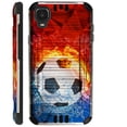 thumbnail image 1 of Compatible with TCL A3 Brushed Metal Texture Hybrid Silver Guard Phone Case Cover (Soccer Storm), 1 of 1