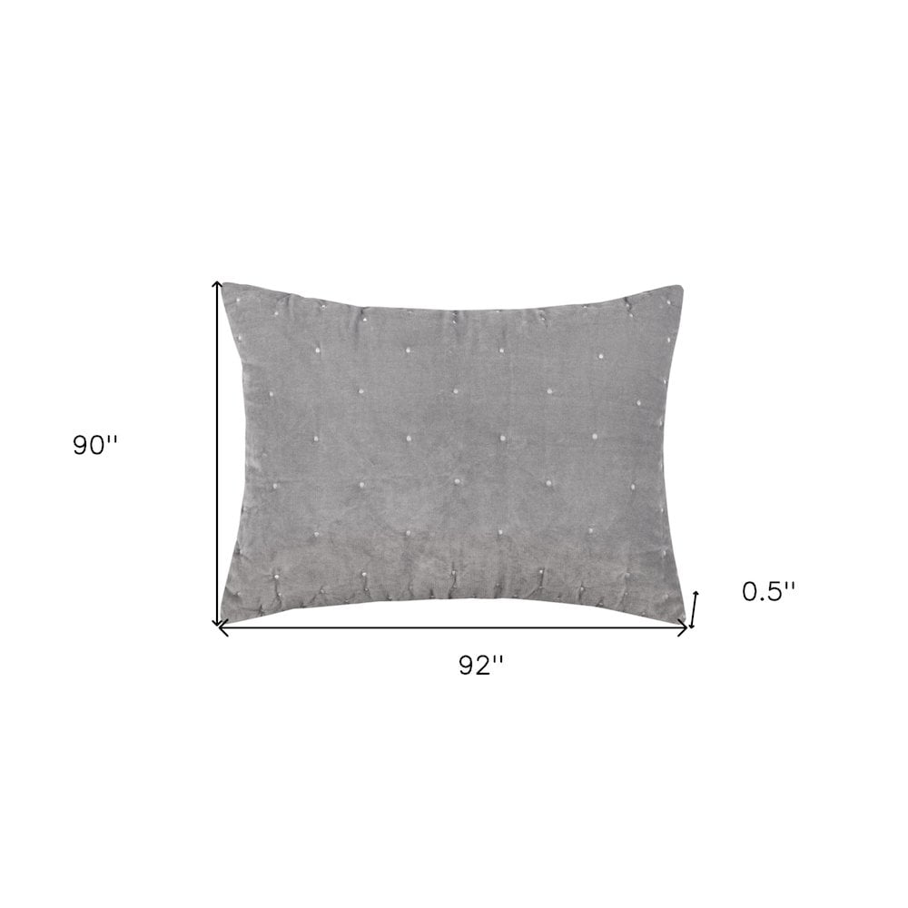 HomeRoots 480109 Grey Queen Size 100 Percent Cotton 300 Thread Count Dry Clean Only Down Alternative Comforter