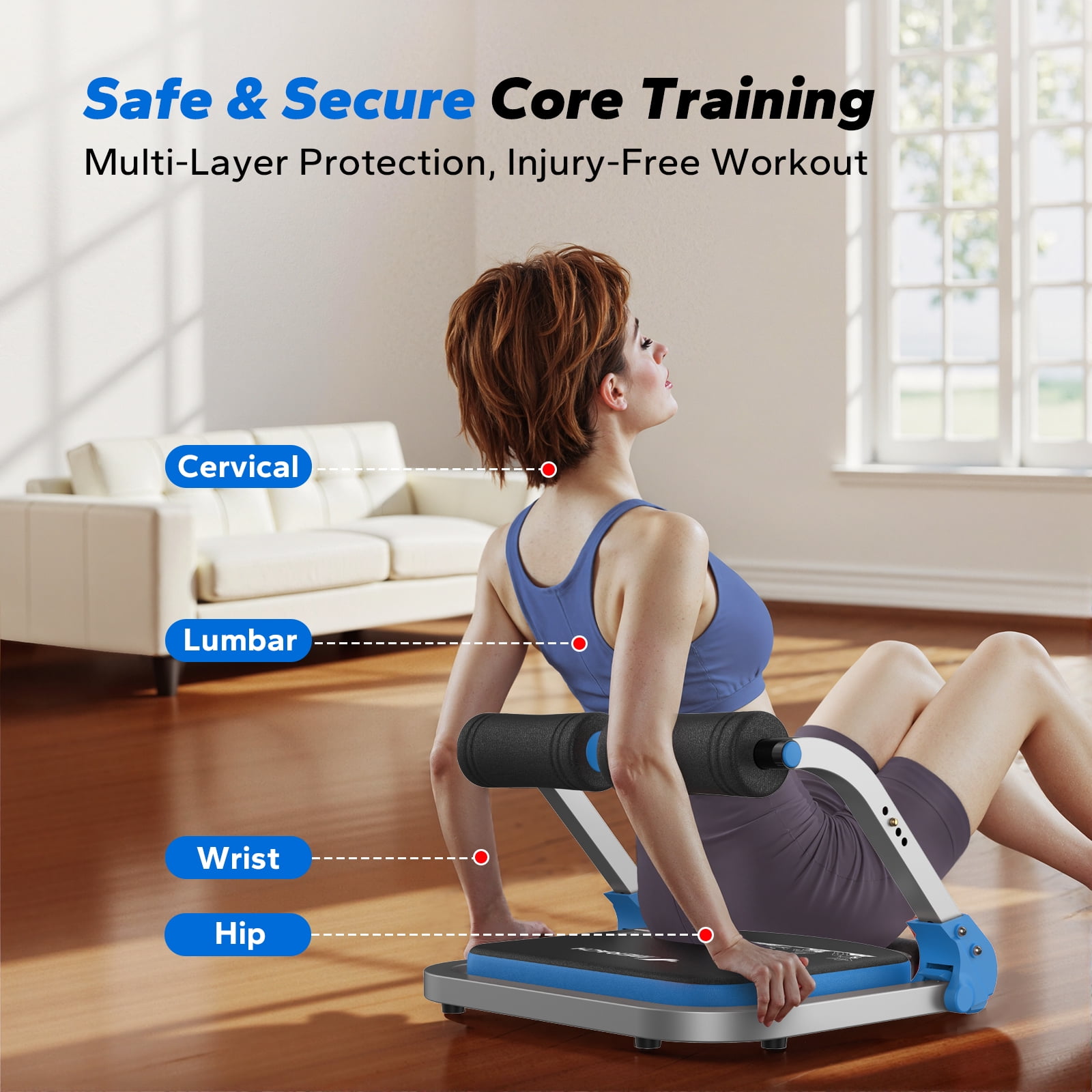 MERACH Ab Machine, Stomach Workout Equipment with 3 Resistance Levels and Auto-Rebound Feature, Sit-Up Equipment Supporting Up to 330 LBS