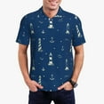 thumbnail image 2 of Balery Lighthouses and Anchors Printed Men’s Short Sleeve Polo Shirt, Midweight Men's Shirt,Golf Polo shirts -4X-Large, 2 of 8