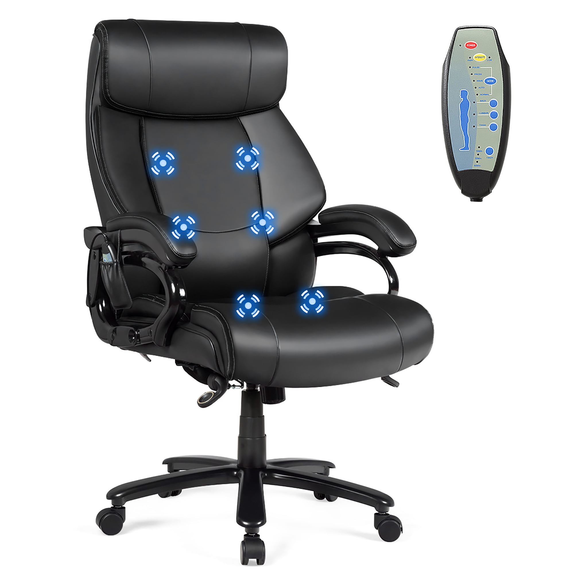 High-back Big and Tall Office Chair PU Leather Executive Chair Massage Function 