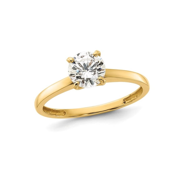 10K Yellow Gold Solitaire Engagement Ring with Synthetic Round Cubic Zirconia (CZ) for Women