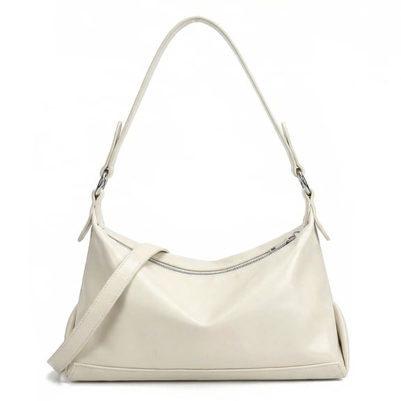 Shoulder Bag for Women, Trendy Crescent Hobo Clutch Tote Handbags Underarm Purse, Cute Crossbody Bags with Adjustable Strap, PU Leather, Beige