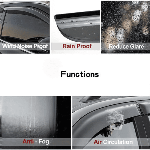 Side Window Visor Rain Guards — Out-Channel, Compatible with 2012-2015 Honda Civic 4D/4DR Sedan,4pcs Dark Smoke Wind Deflectors, UV-Resistant