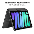 thumbnail image 6 of edaiser Swivel Keyboard Case Compatible with Apple iPad Mini 7th Gen 2024 (A17 Pro)/ iPad Mini 6th Generation 8.3-inch 2021, Rotatable Cover with RGB Backlit, Multi-Touch Trackpad, Black, 6 of 7
