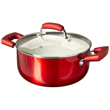 IMUSA USA 4.9Qt Red Dutch Oven with Glass Lid Steam Vent