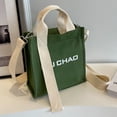 thumbnail image 4 of Bolso bandolera de lona con correas anchas para mujer (correa blanca verde), 4 of 9