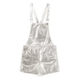 thumbnail image 5 of Sxiwei Men's Shiny Metallic Bib Overalls Dungarees Suspender Hot Shorts Pants Festival Party Clubwear Silver M, 5 of 7