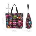 thumbnail image 7 of Ratiio Monstrous Cartoon Characters Print Reusable Grocery Bags - Washable, Foldable, Packable Tote, Large Handles, Heavy Duty, Zippered Top Pouch, 7 of 7