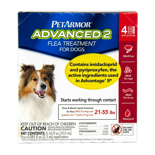 PetArmor Advanced 2 Flea Treatment for Large Dogs, 4 Treatments