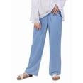 thumbnail image 2 of Women'S Cotton Linen Drawstring High Waisted Pants Casual Loose Fit Wide Leg Trousers Light Blue L, 2 of 7