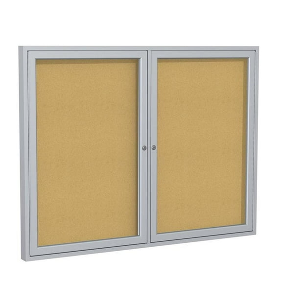 Ghent's Wood 36" x 48" 2 Door Enclosed Bulletin Board in Natural