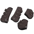 thumbnail image 1 of Horse Front Hind Leg Boots, Horse Leg Boots Protective Adjustment Buckle Brown Open Straps PU + Neoprene  For Riding For Horse Legs Brown Front And Hind Set, 1 of 8