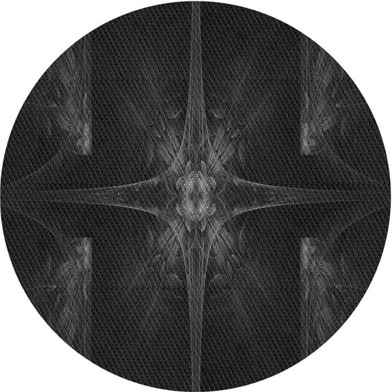 Ahgly Company Indoor Round Patterned Midnight Gray Area Rugs, 4' Round