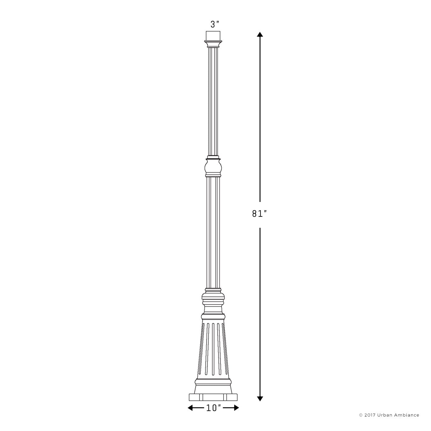 Urban Ambiance Luxury 81-Inch Tall Post for Outdoor Post Lights, Gorgeous Dark Medieval Bronze Finish, Corinthian Stem Design, 2.97-Inch Male End, Accepts 3-Inch Diameter Female Mounts, UQL1193