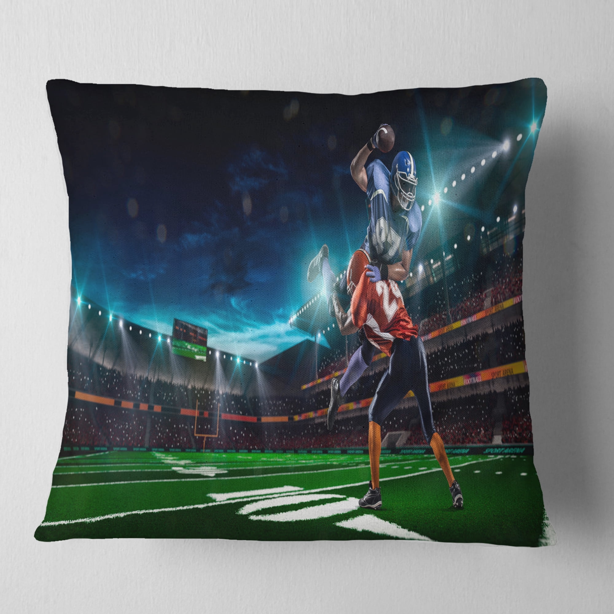 Designart American Football Player - Sport Throw Pillow - 18x18