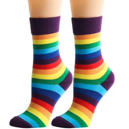 

2 pair Rainbow Socks Tube Socks Casual Men s And Women s Socks Colorful Rainbow Color Striped Socks Color Random