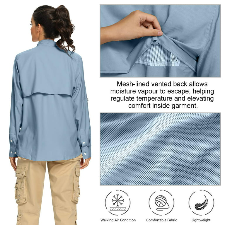 Women's UPF 50 UV Sun Protection Safari Shirt, Long Sleeve Outdoor