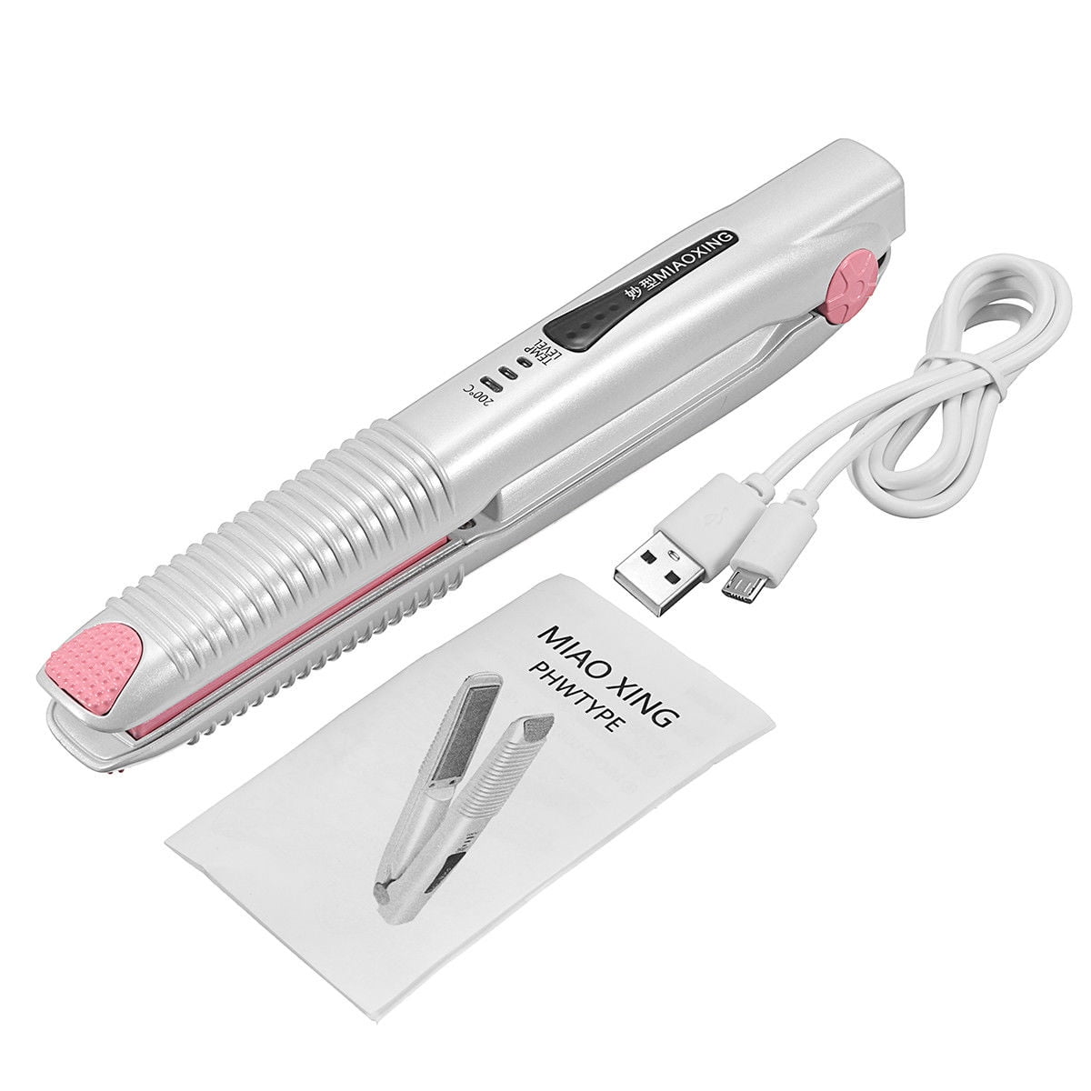 USB Portable Hair Straightener Curler Flat Iron Portable Pro Style 2 In