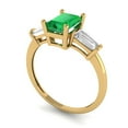 thumbnail image 2 of Three-Stone Engagement Ring for Women - 1.5ct Simulated Emerald in 14K Yellow Gold Promise Ring, 2 of 6