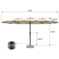 thumbnail image 3 of 13 ft double - sided rectangle patio market umbrella: heavy - duty, waterproof, y windproof para poolside, lawn, y backyard, beige, 3 of 5