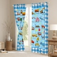 thumbnail image 3 of Homewish Construction Vehicles Truck Curtains Pack of 2 (42x84 Each),Letters Alphabet Curtains Blackout,Blue Plaid Grid Bedroom Curtains,Breathable Home Decor, 3 of 6