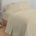 thumbnail image 4 of Color Sense 100% Cotton Twin Sateen Sheet Set, 300 Thread Count Wrinkle Resistant, Quick Dry, Soft & Smooth 3-Piece Set Beige, 4 of 9