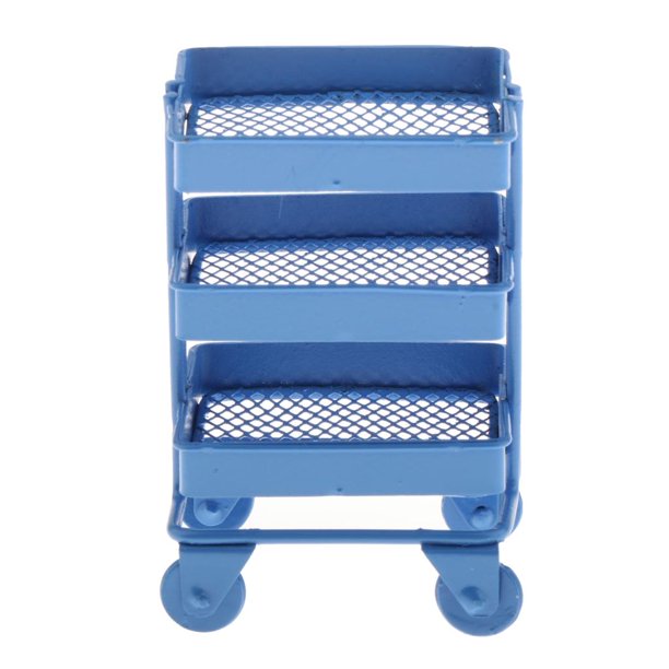 Estante de almacenamiento de hierro 1:12 Azul Sunnimix para casa de muñecas moderna