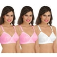 thumbnail image 3 of Ossirrio Women Everyday Comfort Full Cup Bra Non Wired Plus Size Cotton Bra Pack of 3 Pink and White, 3 of 5