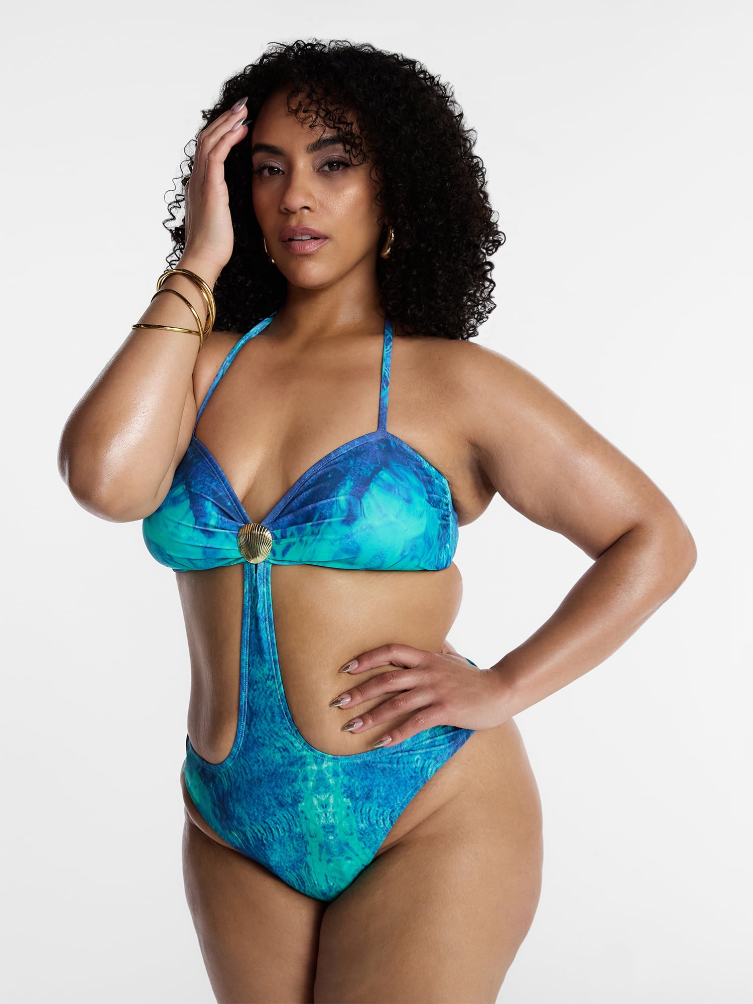 Hot Girl Summer by Megan Thee Stallion Women's and Women's Plus Miami Blue Monokini One-Piece Swimsuit, Sizes XS-3X