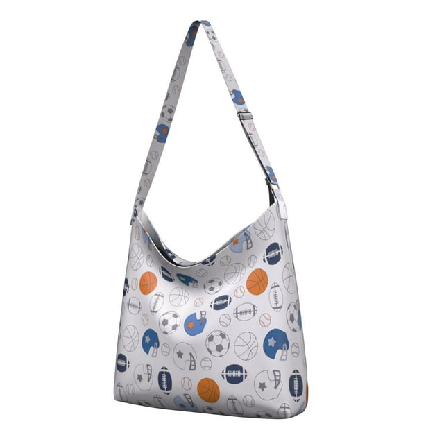 Sports Pattern Canvas Tote Bag for Boys and Teens – Durable Reusable Shopping Bag – Perfect for Carrying Books, Training Equipment, and Daily Essentials