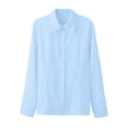 thumbnail image 5 of MDUKONU Button Down Shirts for Women Long Sleeve Dress Shirts Free Collared Work Office Solid Blouses Tops Blue XXXXXL, 5 of 6