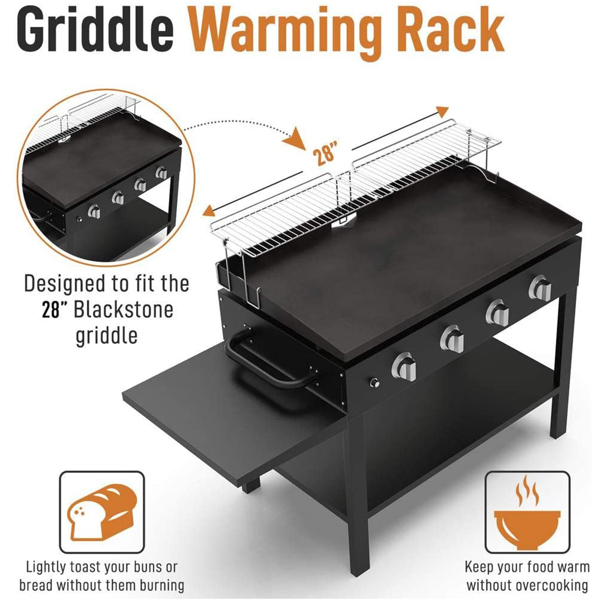 Yukon Glory Stainless Steel Griddle Warming Rack Designed for 28” Blackstone  Griddles