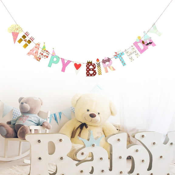 FRCOLOR 2m HAPPY BIRTHDAY Paper Banners Flags Colorful Garland Decor for Baby Birthday Decorations
