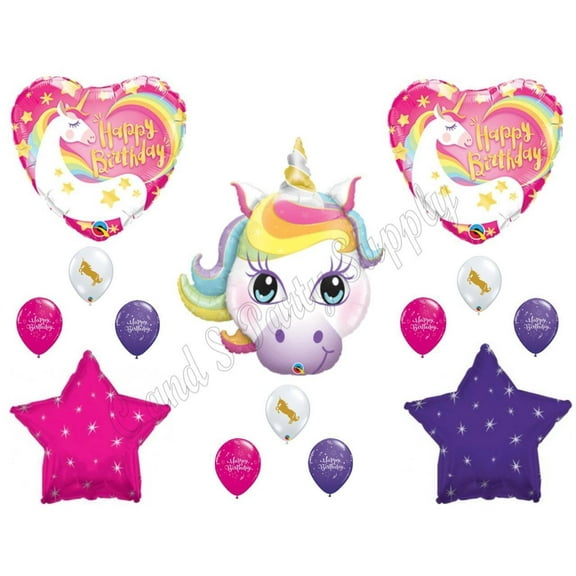 RAINBOW UNICORN Happy Birthday Party Balloons Decoration Pink Purple Girl
