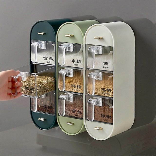 Seasoning Box Condiment Bottle Pepper Salt Spice Storage Tank Wall C