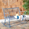 thumbnail image 2 of SAFAVIEH Ressi Rustic Outdoor Patio Rocking Bench, Antique Blue, 2 of 11