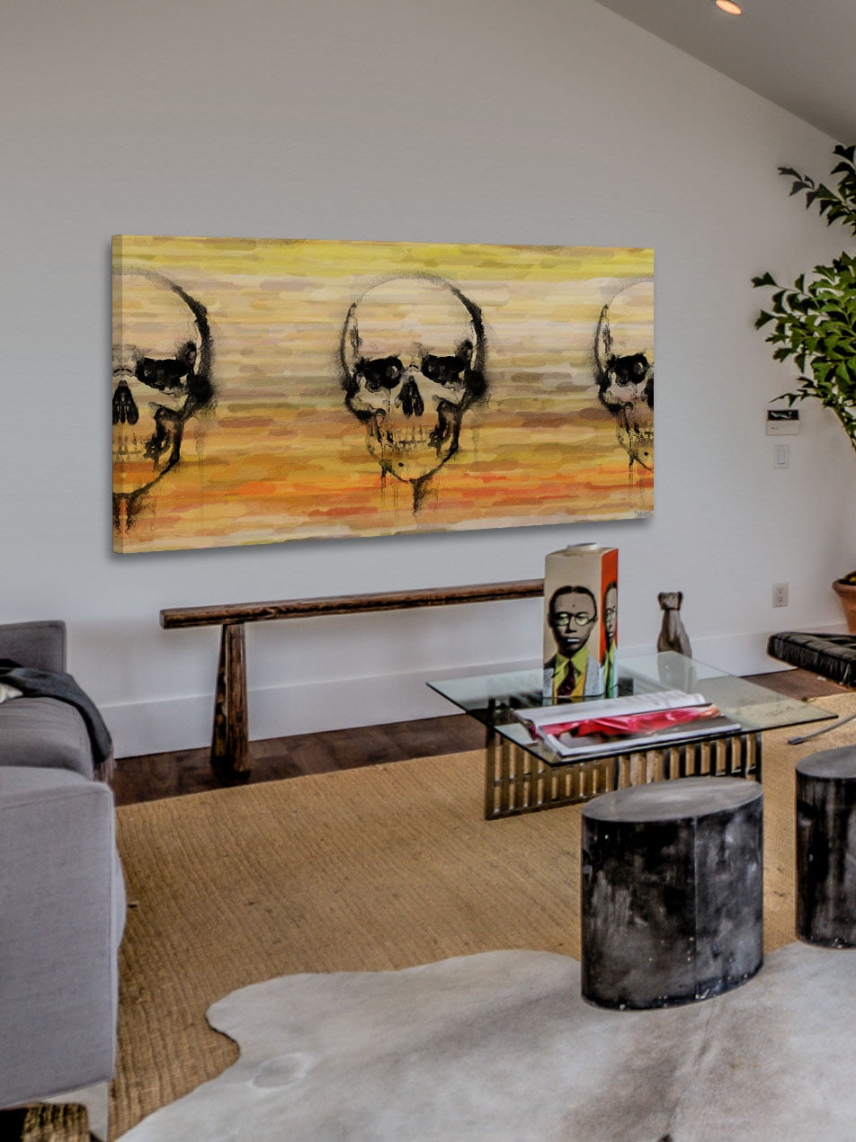 "Yellow Skull" Painting Print on Wrapped Canvas