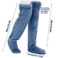 thumbnail image 3 of Lovskoo Unisex Winter Teddy Legs Fuzzy Socks Thick Plush Warm Leg Cover Home Socks Over The Knee Floor Socks Blue, 3 of 9