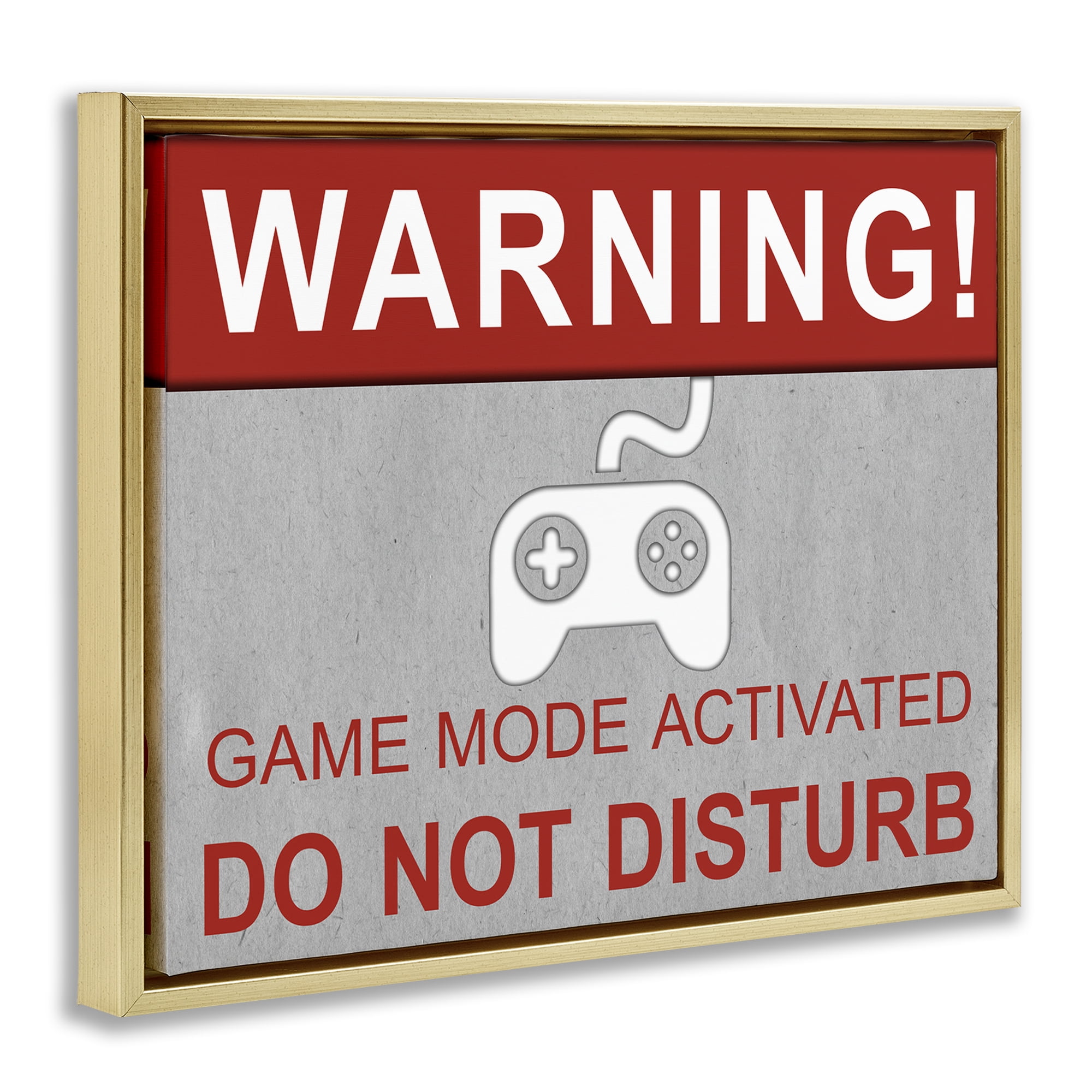 Stupell Industries Gaming Do Not Disturb Entertainment Painting Gold Floater Framed Canvas Art Print Wall Art, 31 x 25